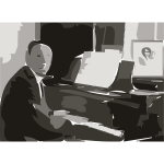 Rachmaninoff playing Steinway grand piano in 1936 (autotrace)